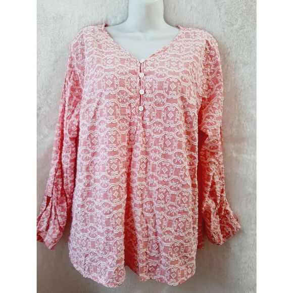 croft & barrow Tops - Croft & Barrow pink textured pullover XXL blouse
